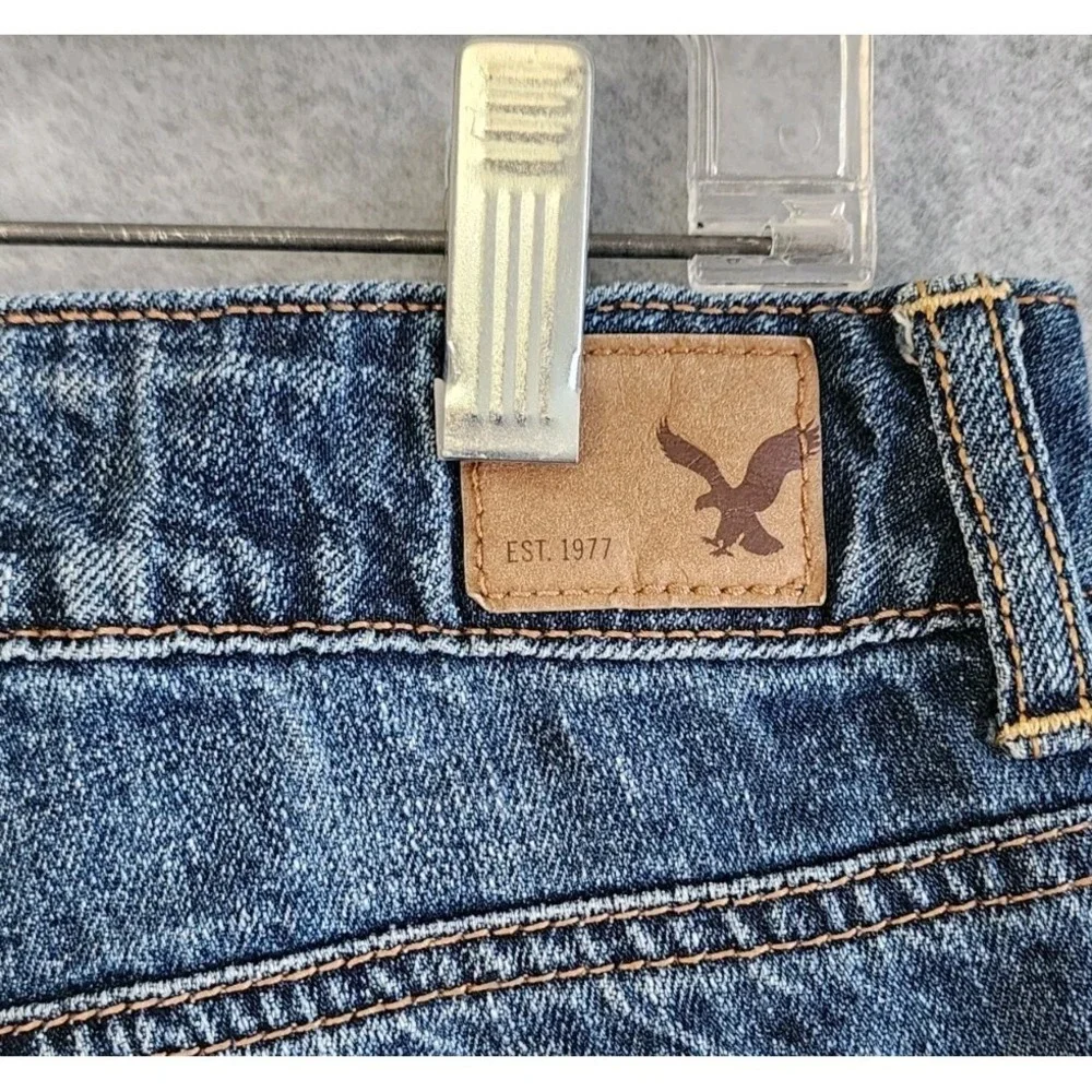 American Eagle Embroidered Floral Distressed Low‎ Rise Denim Shorts Size 6 - Picture 5 of 5